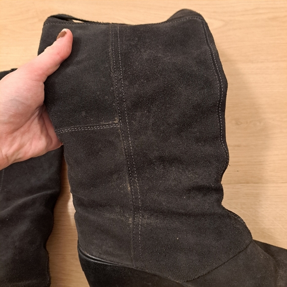 Sorel Black Seude Outdoor Warm Snow Winter Toronto Wedge Tall Boots Size 9 - Picture 4 of 7